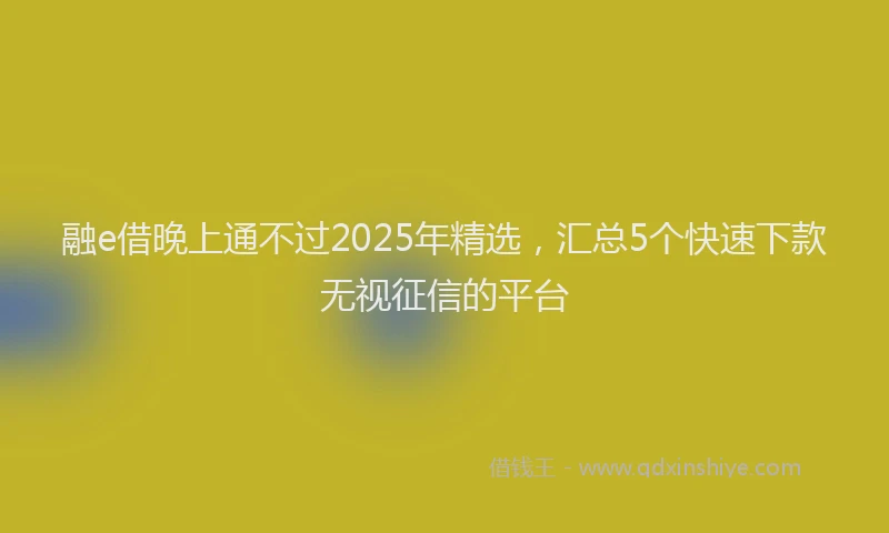 融e借晚上通不过2025年精选，汇总5个快速下款无视征信的平台