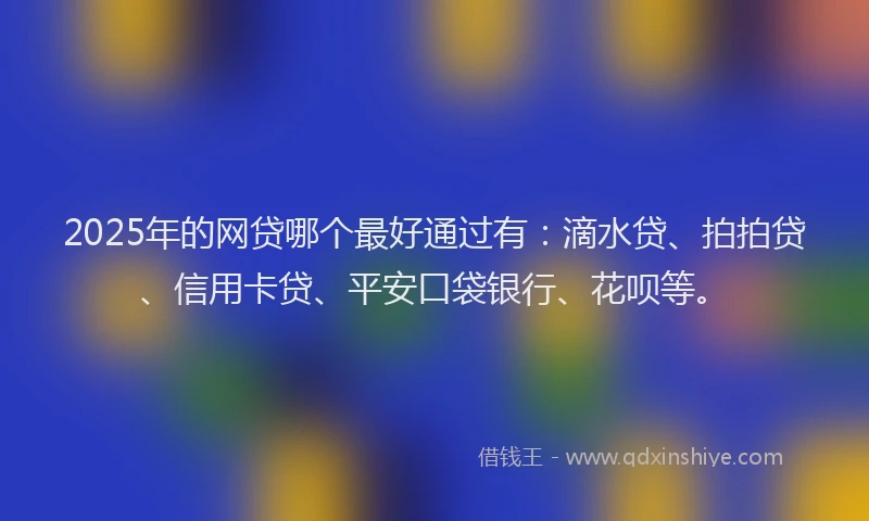 2025年的网贷哪个最好通过有：滴水贷、拍拍贷、信用卡贷、平安口袋银行、花呗等。