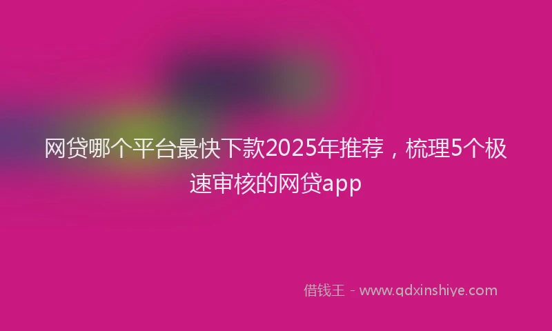 网贷哪个平台最快下款2025年推荐，梳理5个极速审核的网贷app