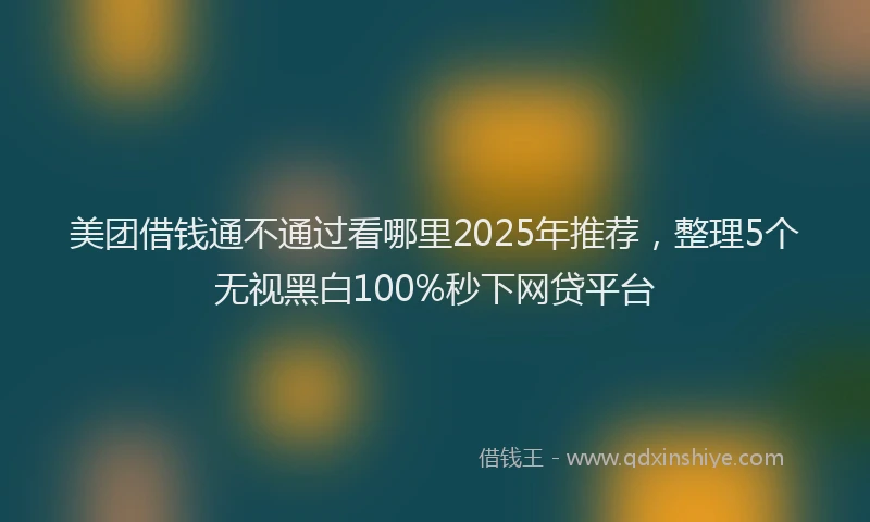 美团借钱通不通过看哪里2025年推荐，整理5个无视黑白100%秒下网贷平台