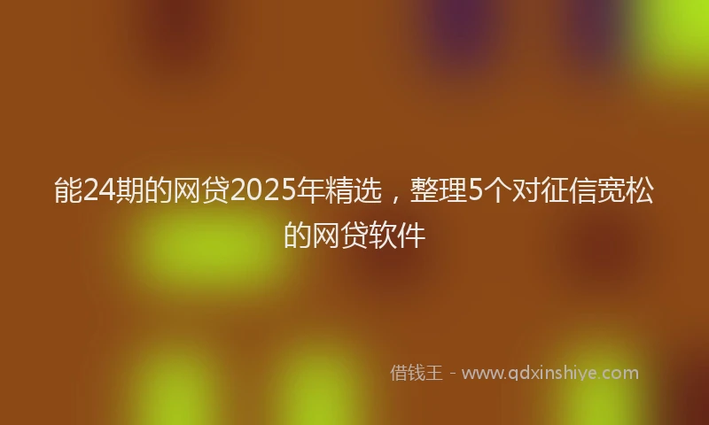 能24期的网贷2025年精选，整理5个对征信宽松的网贷软件