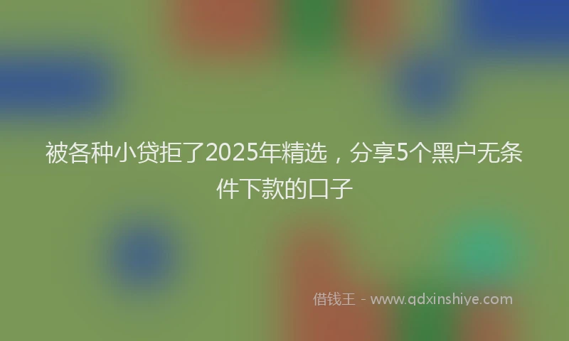 被各种小贷拒了2025年精选，分享5个黑户无条件下款的口子
