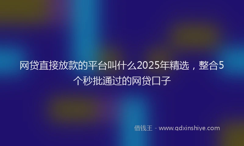 网贷直接放款的平台叫什么2025年精选，整合5个秒批通过的网贷口子