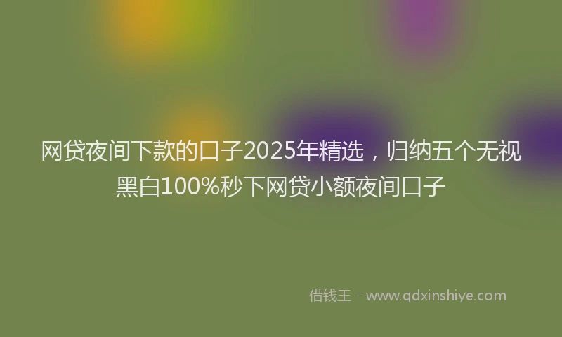 网贷夜间下款的口子2025年精选，归纳五个无视黑白100%秒下网贷小额夜间口子