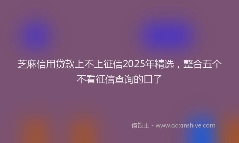 芝麻信用贷款上不上征信2025年精选，整合五个不看征信查询的口子