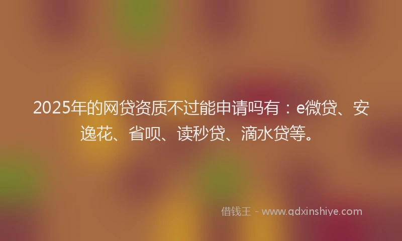 2025年的网贷资质不过能申请吗有：e微贷、安逸花、省呗、读秒贷、滴水贷等。