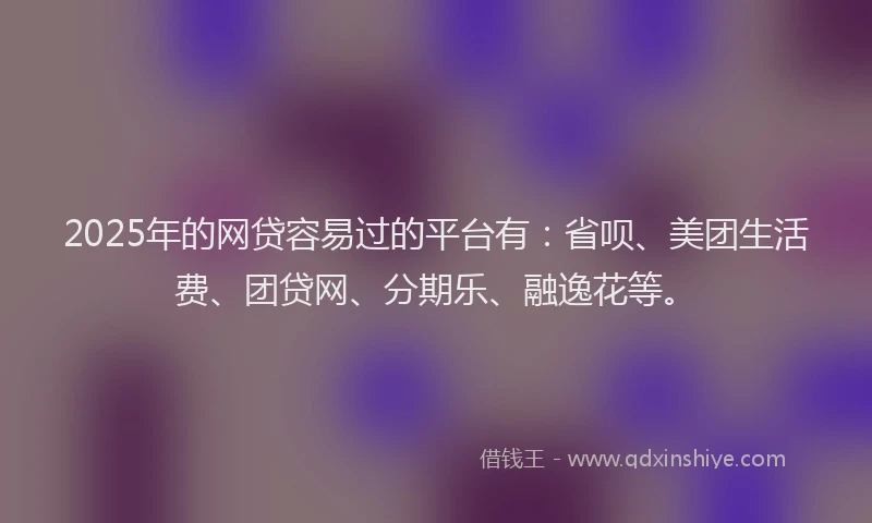 2025年的网贷容易过的平台有：省呗、美团生活费、团贷网、分期乐、融逸花等。