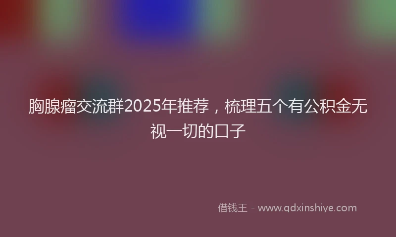 胸腺瘤交流群2025年推荐，梳理五个有公积金无视一切的口子