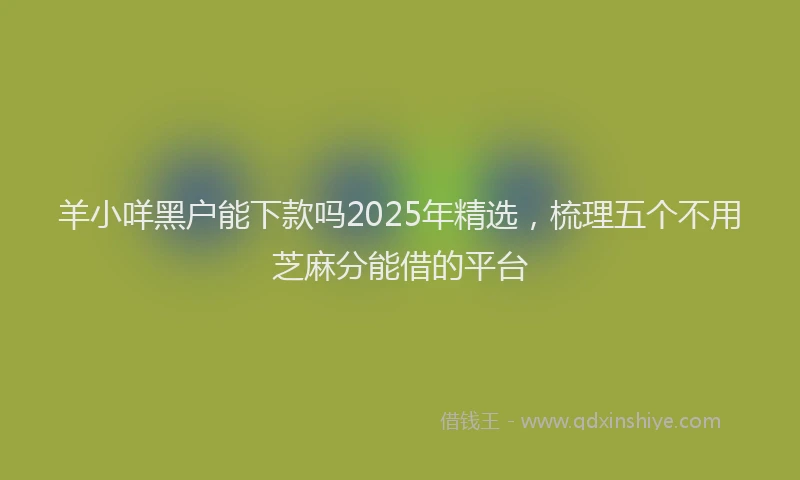 羊小咩黑户能下款吗2025年精选，梳理五个不用芝麻分能借的平台