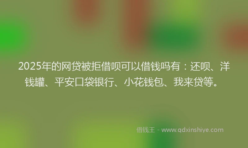 2025年的网贷被拒借呗可以借钱吗有：还呗、洋钱罐、平安口袋银行、小花钱包、我来贷等。