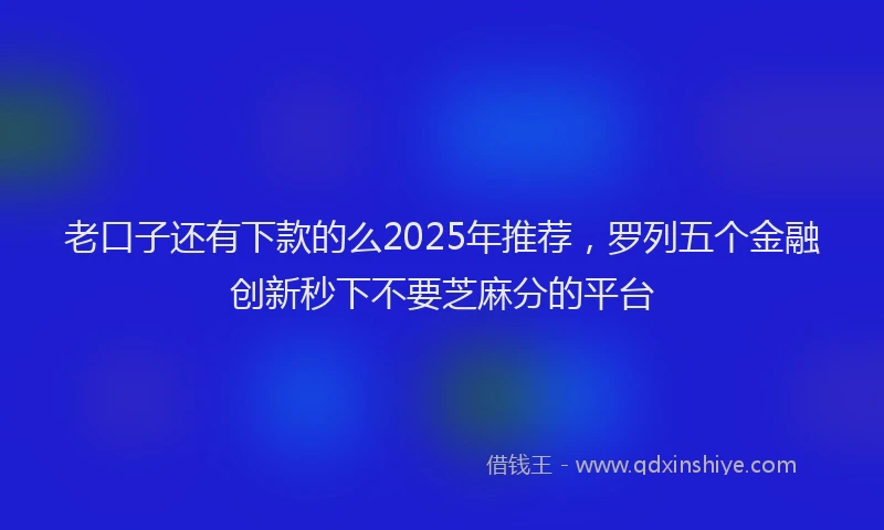 老口子还有下款的么2025年推荐，罗列五个金融创新秒下不要芝麻分的平台