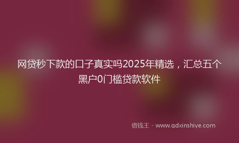 网贷秒下款的口子真实吗2025年精选，汇总五个黑户0门槛贷款软件