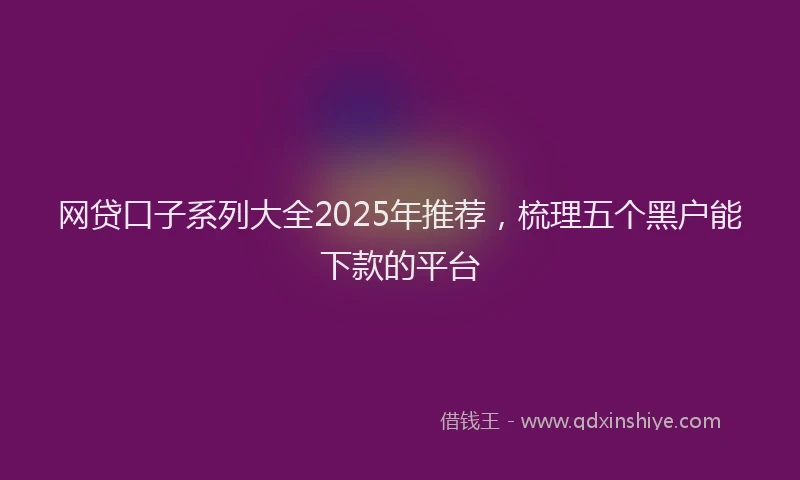 网贷口子系列大全2025年推荐，梳理五个黑户能下款的平台
