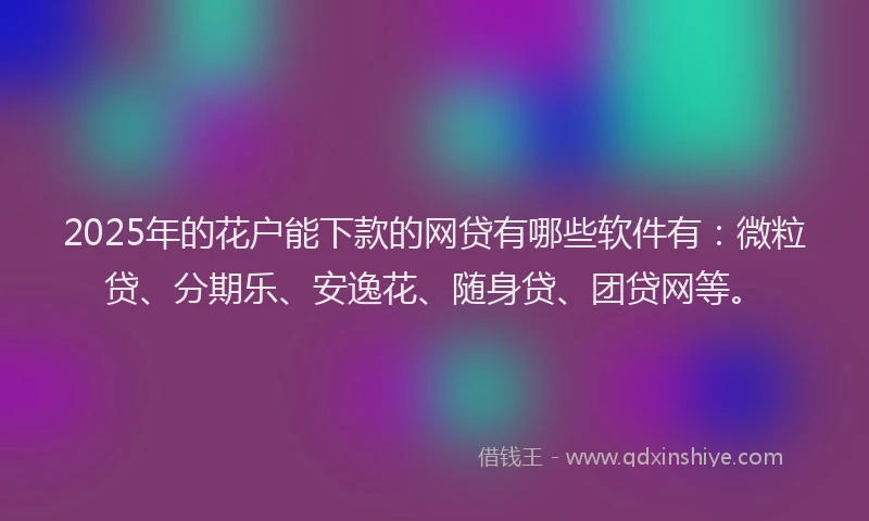 2025年的花户能下款的网贷有哪些软件有：微粒贷、分期乐、安逸花、随身贷、团贷网等。