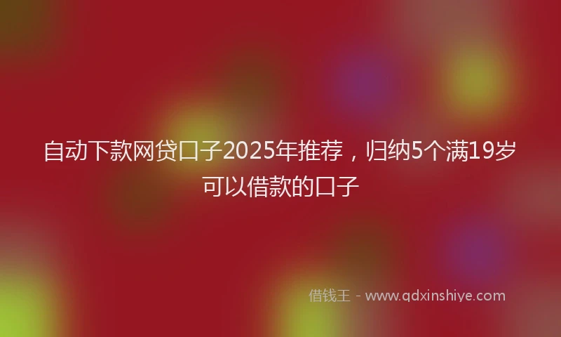 自动下款网贷口子2025年推荐，归纳5个满19岁可以借款的口子