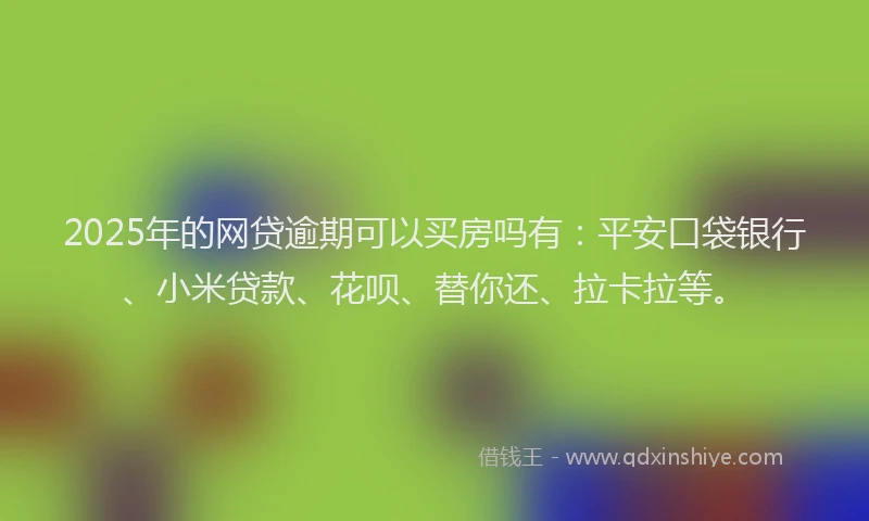 2025年的网贷逾期可以买房吗有：平安口袋银行、小米贷款、花呗、替你还、拉卡拉等。