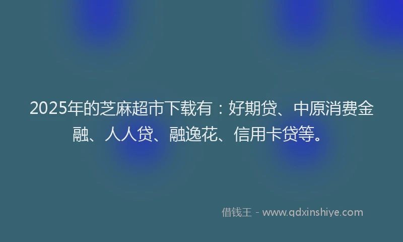 2025年的芝麻超市下载有：好期贷、中原消费金融、人人贷、融逸花、信用卡贷等。