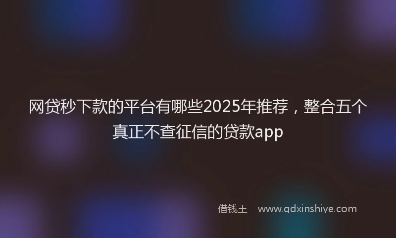 网贷秒下款的平台有哪些2025年推荐，整合五个真正不查征信的贷款app