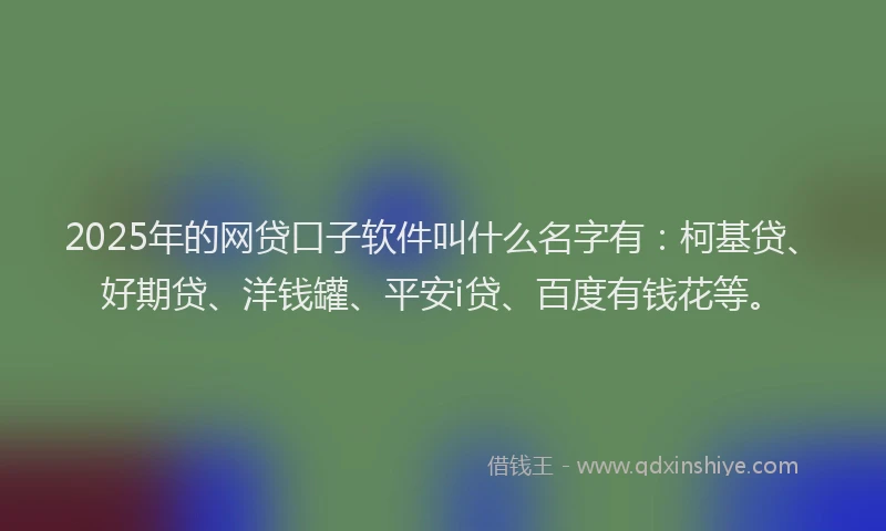 2025年的网贷口子软件叫什么名字有：柯基贷、好期贷、洋钱罐、平安i贷、百度有钱花等。