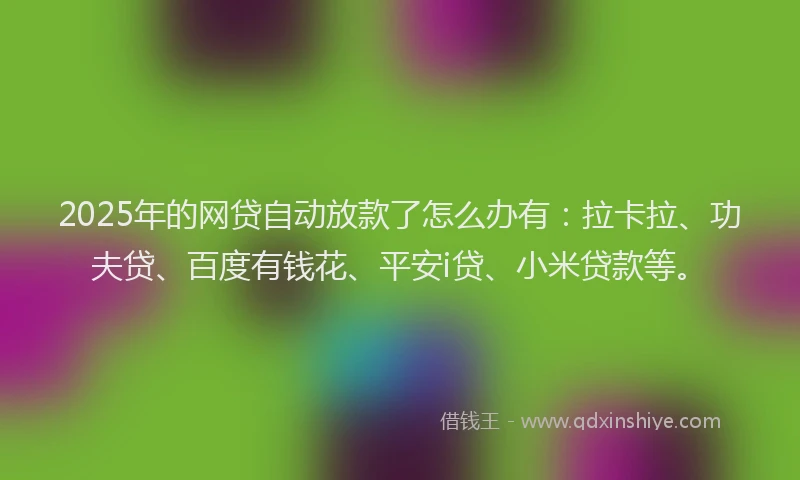 2025年的网贷自动放款了怎么办有：拉卡拉、功夫贷、百度有钱花、平安i贷、小米贷款等。