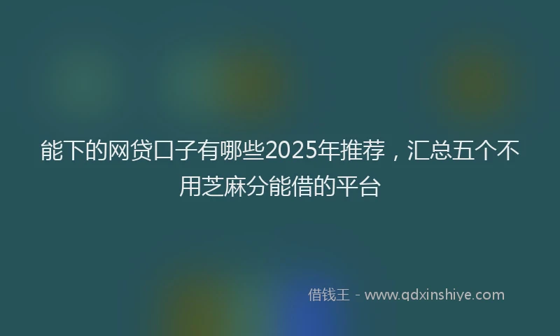 能下的网贷口子有哪些2025年推荐，汇总五个不用芝麻分能借的平台