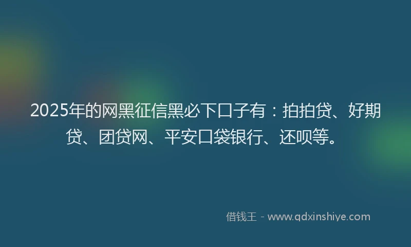 2025年的网黑征信黑必下口子有：拍拍贷、好期贷、团贷网、平安口袋银行、还呗等。