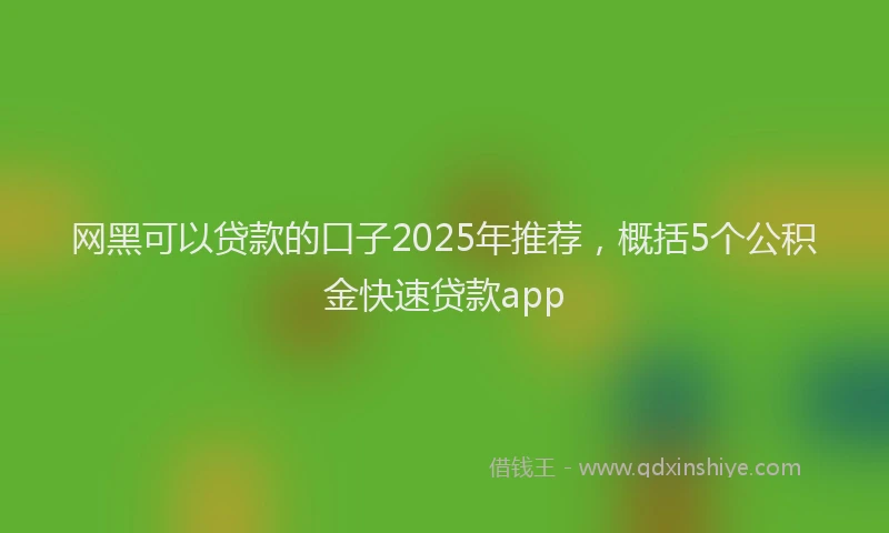 网黑可以贷款的口子2025年推荐，概括5个公积金快速贷款app