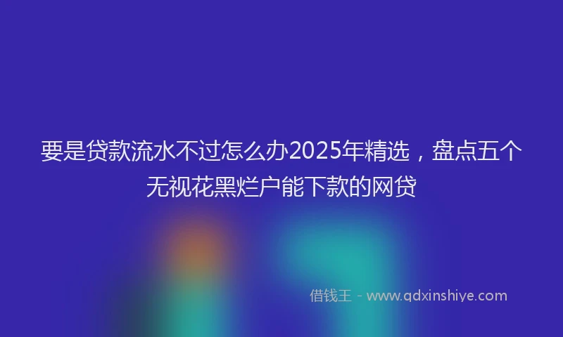 要是贷款流水不过怎么办2025年精选，盘点五个无视花黑烂户能下款的网贷
