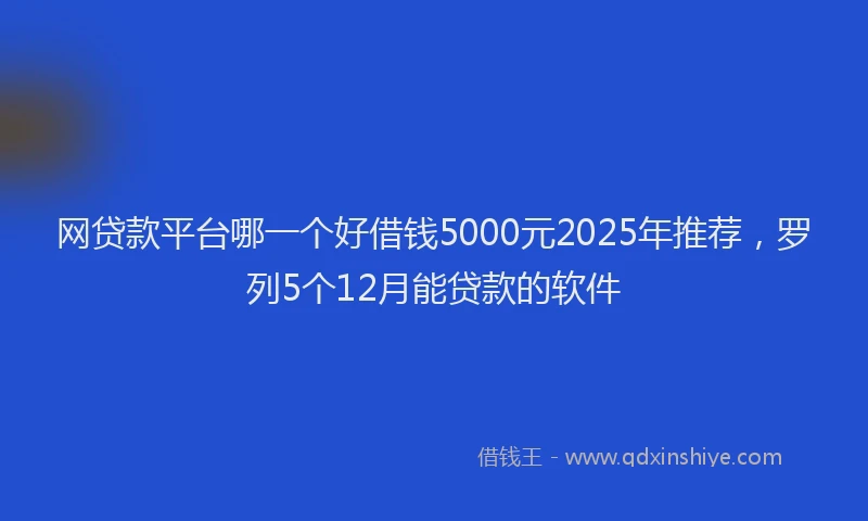 网贷款平台哪一个好借钱5000元2025年推荐，罗列5个12月能贷款的软件