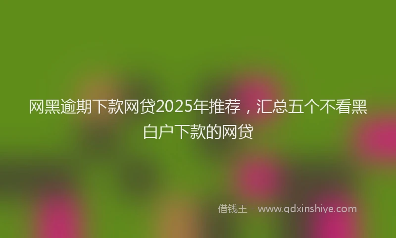 网黑逾期下款网贷2025年推荐，汇总五个不看黑白户下款的网贷