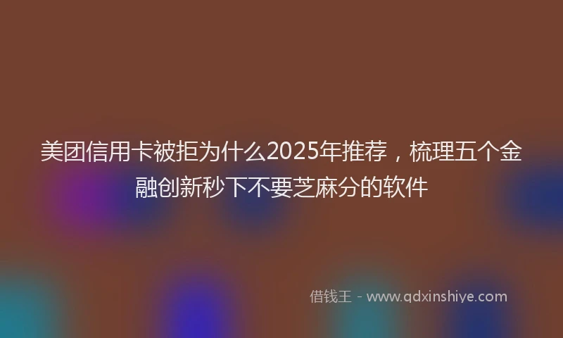 美团信用卡被拒为什么2025年推荐，梳理五个金融创新秒下不要芝麻分的软件