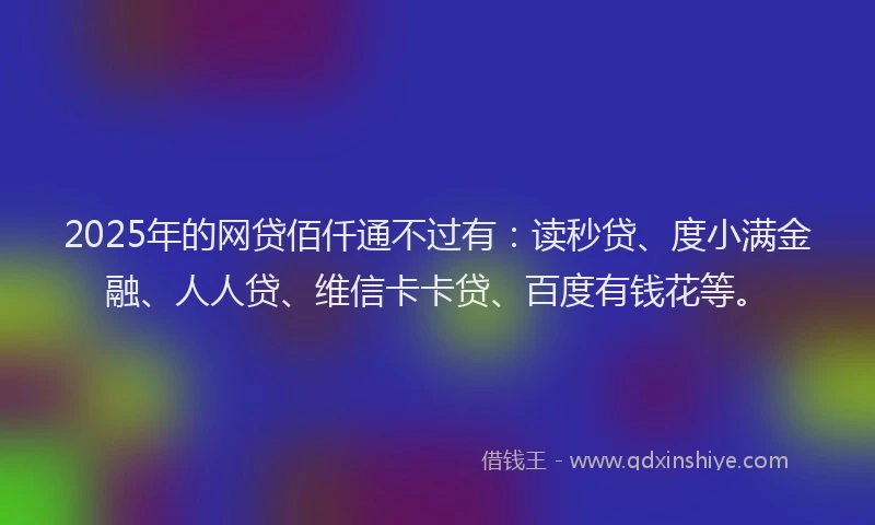 2025年的网贷佰仟通不过有：读秒贷、度小满金融、人人贷、维信卡卡贷、百度有钱花等。