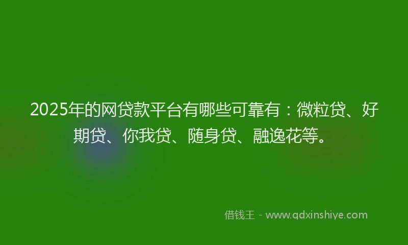 2025年的网贷款平台有哪些可靠有：微粒贷、好期贷、你我贷、随身贷、融逸花等。