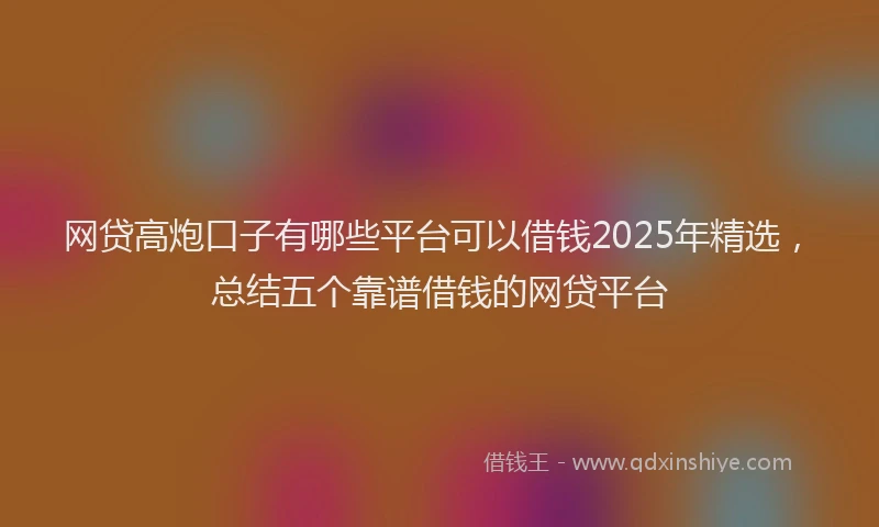 网贷高炮口子有哪些平台可以借钱2025年精选，总结五个靠谱借钱的网贷平台
