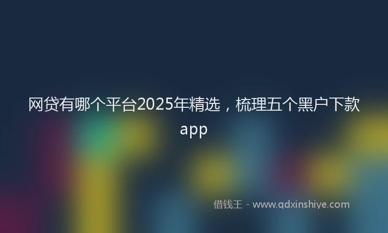 网贷有哪个平台2025年精选，梳理五个黑户下款app