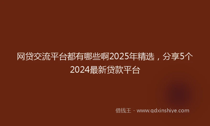 网贷交流平台都有哪些啊2025年精选，分享5个2024最新贷款平台