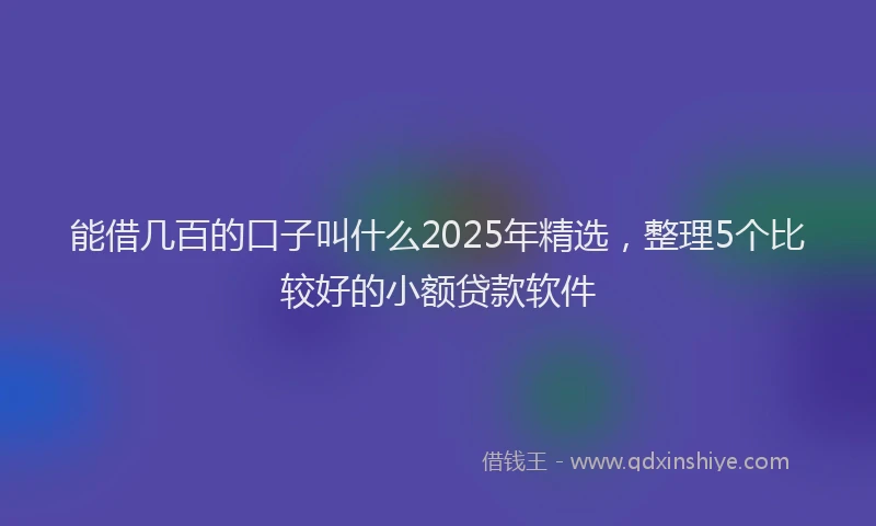 能借几百的口子叫什么2025年精选，整理5个比较好的小额贷款软件