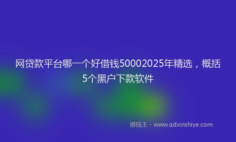 网贷款平台哪一个好借钱50002025年精选，概括5个黑户下款软件