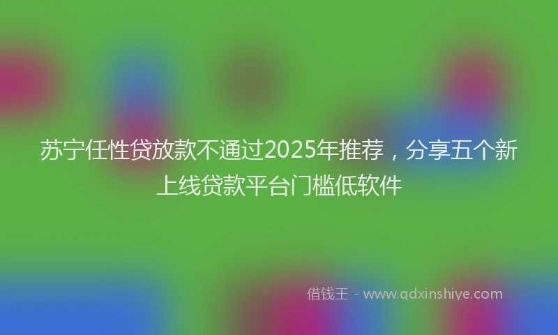 苏宁任性贷放款不通过2025年推荐，分享五个新上线贷款平台门槛低软件