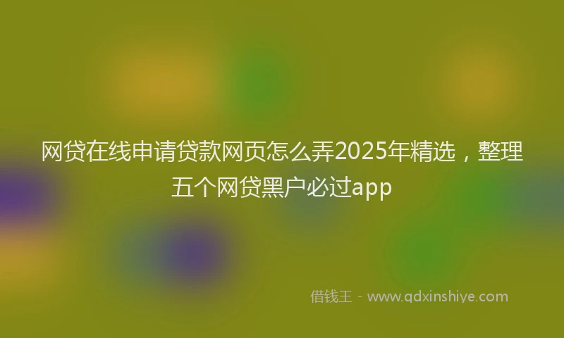 网贷在线申请贷款网页怎么弄2025年精选，整理五个网贷黑户必过app