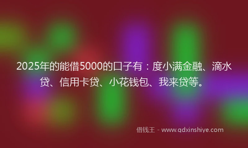 2025年的能借5000的口子有：度小满金融、滴水贷、信用卡贷、小花钱包、我来贷等。