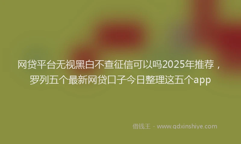 网贷平台无视黑白不查征信可以吗2025年推荐，罗列五个最新网贷口子今日整理这五个app