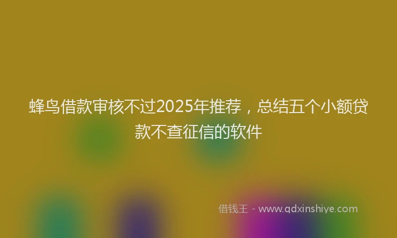 蜂鸟借款审核不过2025年推荐，总结五个小额贷款不查征信的软件