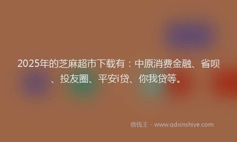 2025年的芝麻超市下载有：中原消费金融、省呗、投友圈、平安i贷、你我贷等。