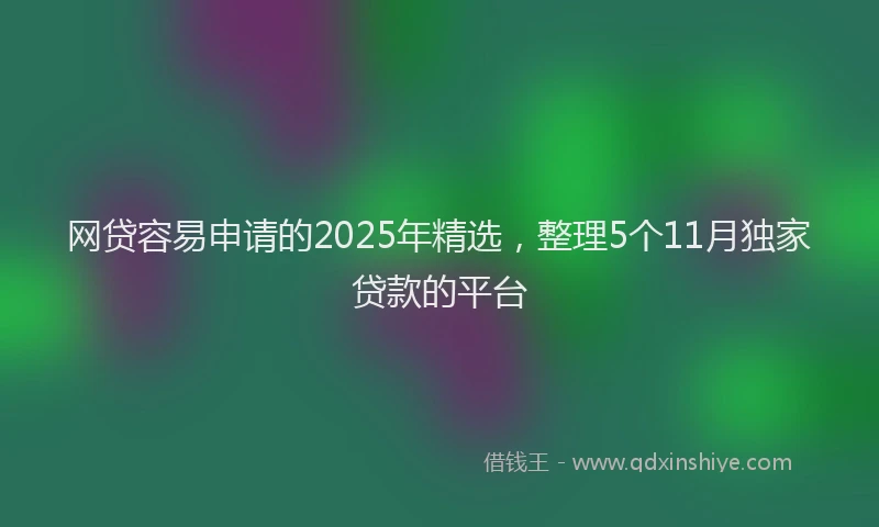 网贷容易申请的2025年精选，整理5个11月独家贷款的平台