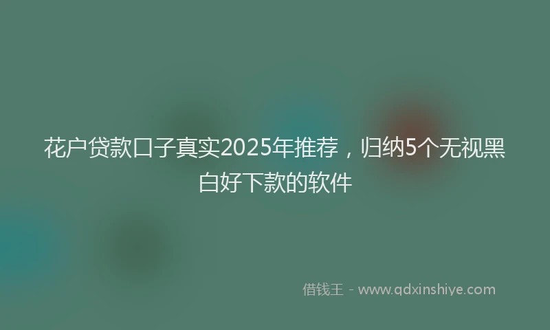 花户贷款口子真实2025年推荐，归纳5个无视黑白好下款的软件