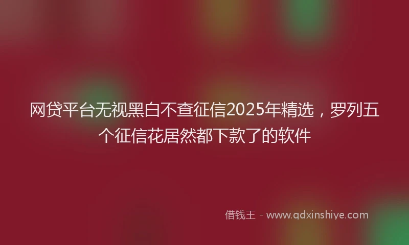 网贷平台无视黑白不查征信2025年精选，罗列五个征信花居然都下款了的软件
