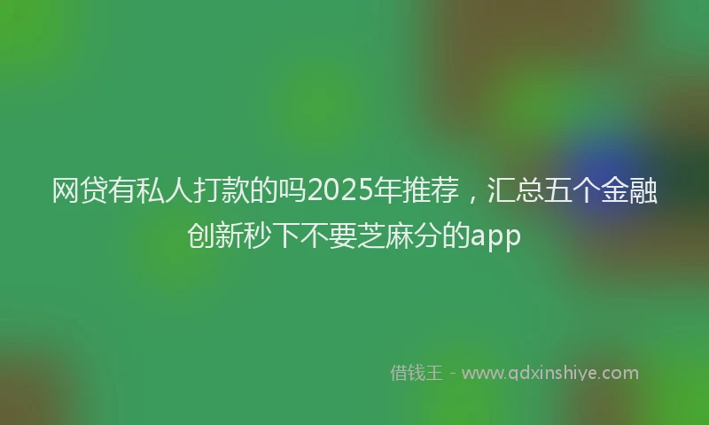 网贷有私人打款的吗2025年推荐，汇总五个金融创新秒下不要芝麻分的app