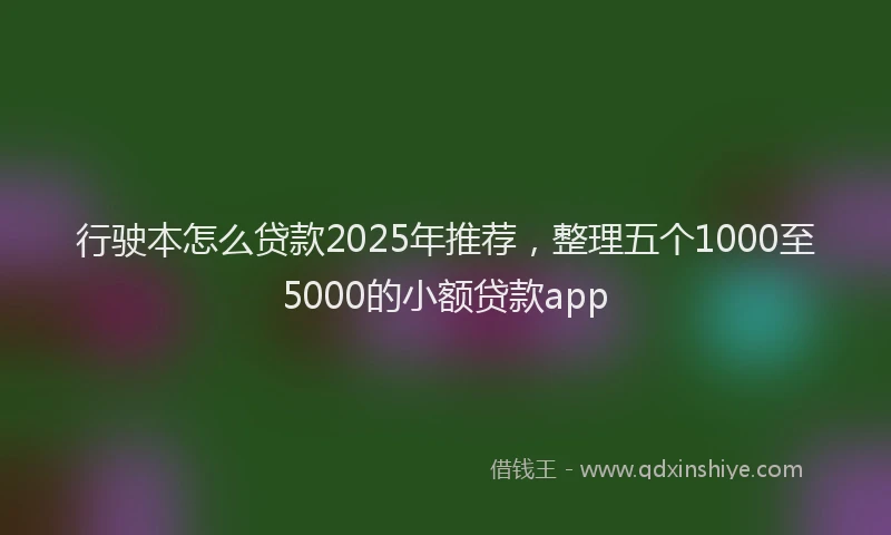 行驶本怎么贷款2025年推荐，整理五个1000至5000的小额贷款app
