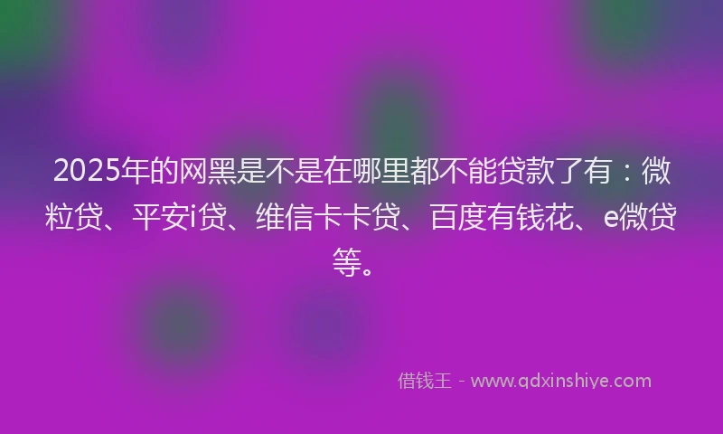 2025年的网黑是不是在哪里都不能贷款了有：微粒贷、平安i贷、维信卡卡贷、百度有钱花、e微贷等。